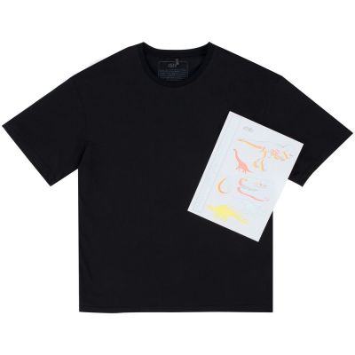 Футболка оверсайз с термонаклейками «Динозавры-прокрастинаторы», черная-0