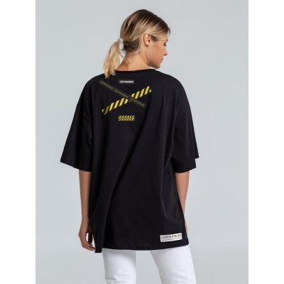 Футболка оверсайз с термонаклейками Cautions, черная-9