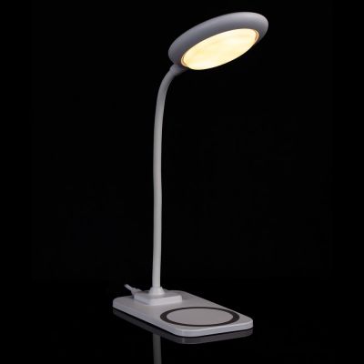 Настольная лампа с беспроводной зарядкой Modicum, белая-12