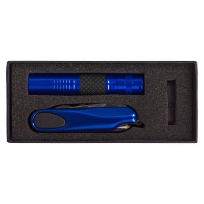 Набор «Зорге»: мультитул и фонарик, синий, уценка-2