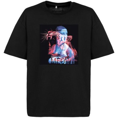 Футболка оверсайз «Дама с горностаем», черная-0