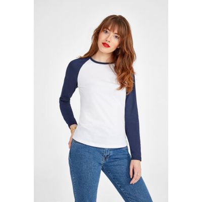 Футболка женская с длинным рукавом Milky Lsl, белая с черным-3