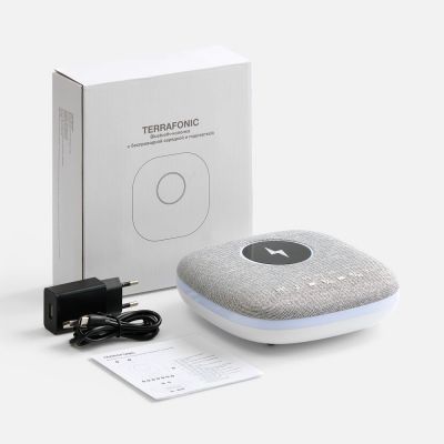 Bluetooth-колонка с беспроводной зарядкой и подсветкой Terrafonic, серая-7