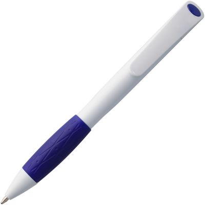 Ручка шариковая Grip, белая (молочная) с синим-2