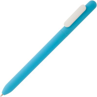 Ручка шариковая Swiper Soft Touch, голубая с белым-0