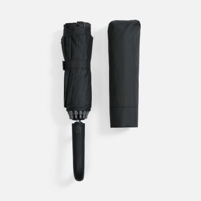 Зонт обратного сложения inLoop с ручкой-карабином, черный-4