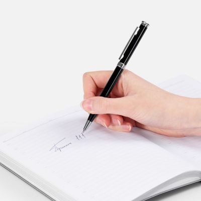 Ручка шариковая Finn Chrome, черная-3