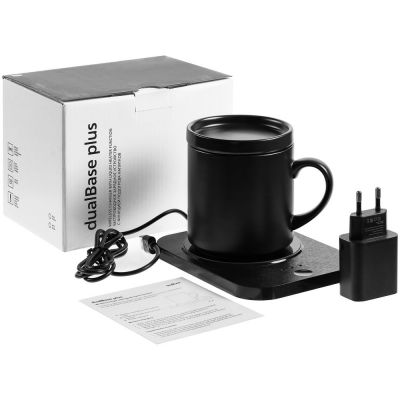 Кружка с подогревом и беспроводной зарядкой dualBase plus, черная-9