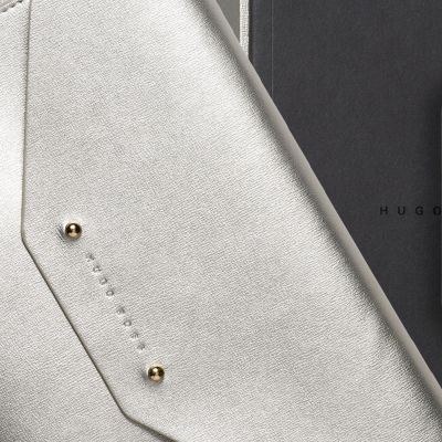 Папка Elegance с блокнотом А5, серебристая-4