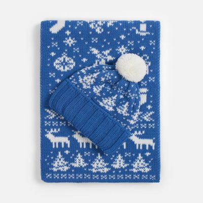 Шарф Holidale, синий с молочным-3