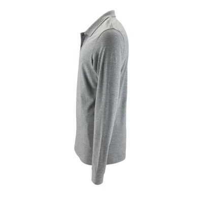 Рубашка поло мужская с длинным рукавом Perfect LSL Men, серый меланж-2