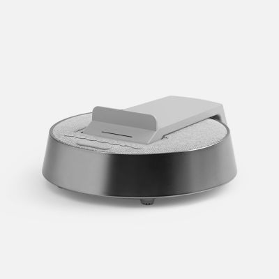 Bluetooth-колонка с беспроводной зарядкой и часами netEnergy, серая-6