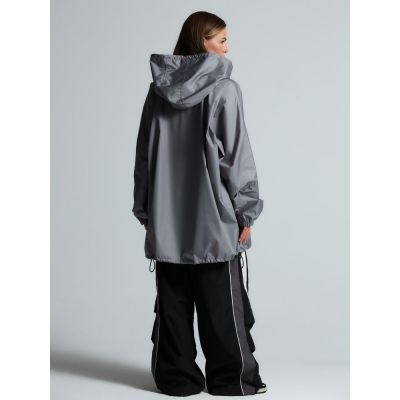 Дождевик-анорак Hard Work, укороченный, серый, единый размер-10