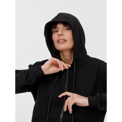 Толстовка унисекс оверсайз на молнии Zippy Terry, черная-9