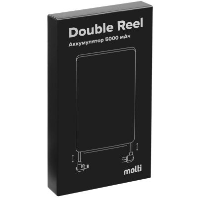 Металлический аккумулятор Double Reel 5000 мАч, черный-7