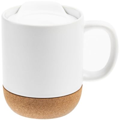 Кружка с пробковой подставкой Corky Walk для сублимационной печати, матовая, белая-0