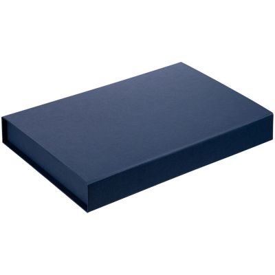 Коробка Silk с ложементом под ежедневник 15х21 и ручку, синяя-1