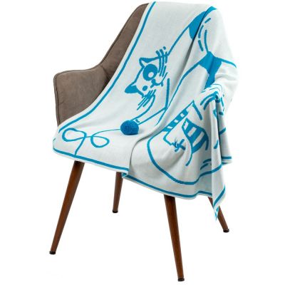 Детский плед Tender. Cats, белый с бирюзовым-0