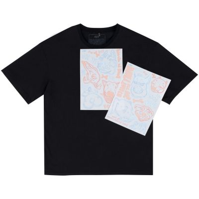 Футболка оверсайз с термонаклейками «Не трогай мою собаку!», черная-0