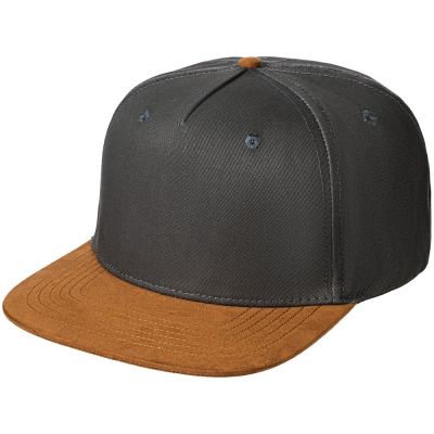 Бейсболка Foreside с прямым козырьком, серая с коричневым-0