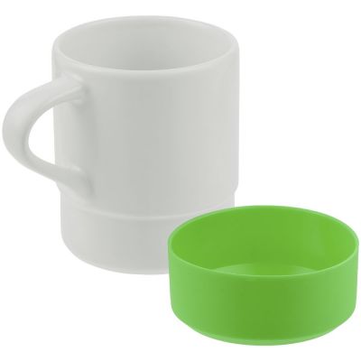Кружка с силиконовой подставкой Protege, зеленое яблоко-2