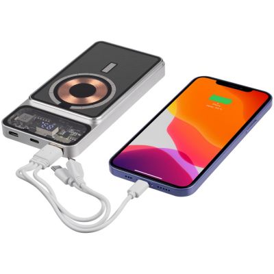 Магнитный беспроводной аккумулятор Cooper Prime 10000 мАч, серебристый-8