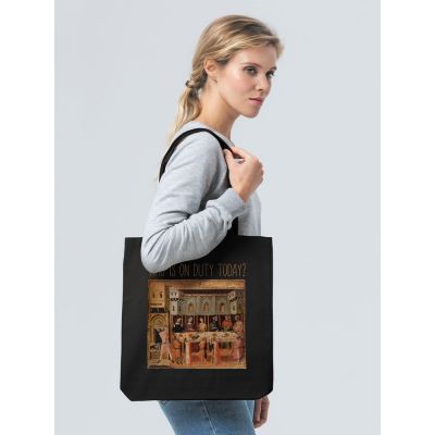 Холщовая сумка Who Is On Duty Today, черная-2