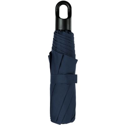 Зонт складной Clevis с ручкой-карабином, темно-синий-3