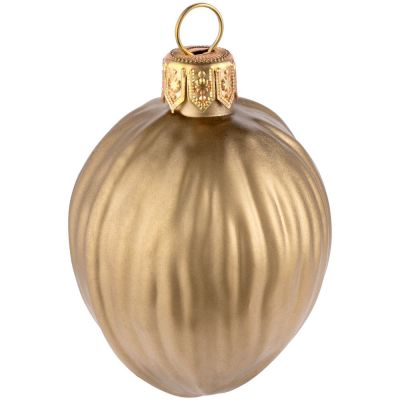 Елочная игрушка «Грецкий орех» в коробке, матовое золото-2