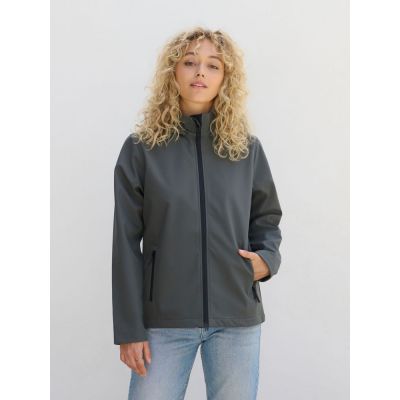 Куртка софтшелл с капюшоном женская Race Women, темно-синяя-3