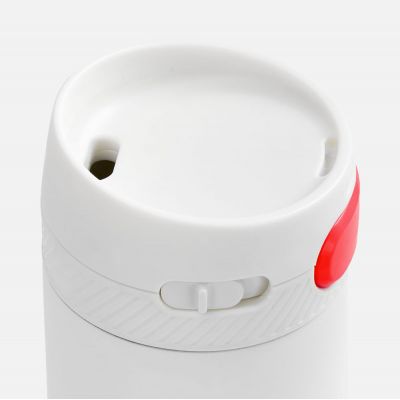 Термостакан X1 с цветной кнопкой, белый с красным-2