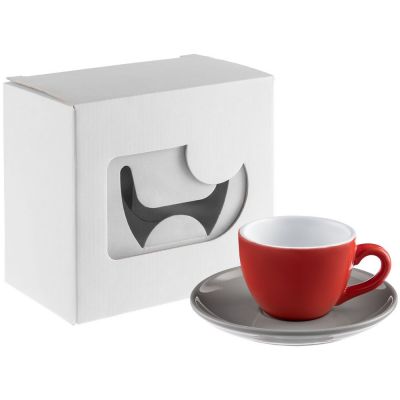 Чайная пара Cozy Morning, красная с серым-4