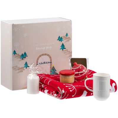 Набор Sever с пледом и кружкой, красный-0