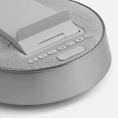 Bluetooth-колонка с беспроводной зарядкой и часами netEnergy, серая-7