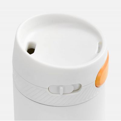 Термостакан X1 с цветной кнопкой, белый с оранжевым-2