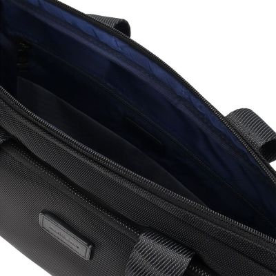 Сумка для ноутбука Santiago с кожаной отделкой, черная-5