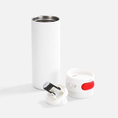 Термостакан X1 с цветной кнопкой, белый с красным-1