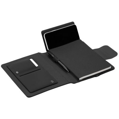 Органайзер Midstream, с блокнотом и аккумулятором, черный-3