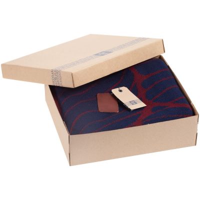 Плед In Leaf, синий с бордовым-5