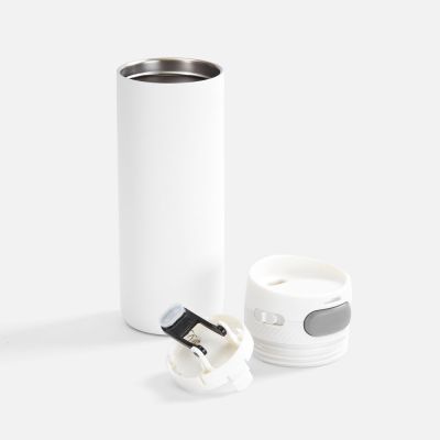 Термостакан X1 с цветной кнопкой, белый с серым-1