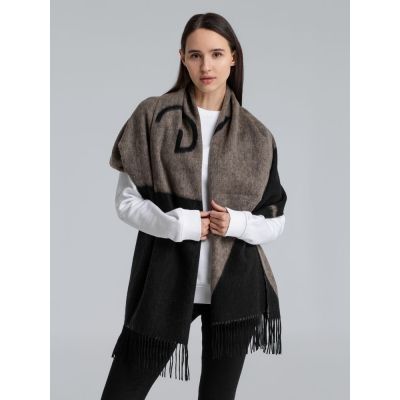 Палантин Charming, черный с бежевым-10