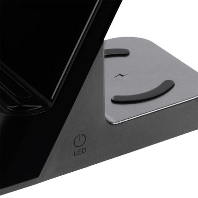 Зарядная станция с часами E-Store для смартфона, часов и наушников, черная-7