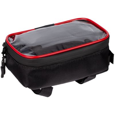 Велосумка BikeLine на раму, черная с красным-0