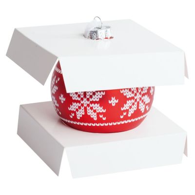 Елочный шар «Скандинавский узор», 10 см, красный-5