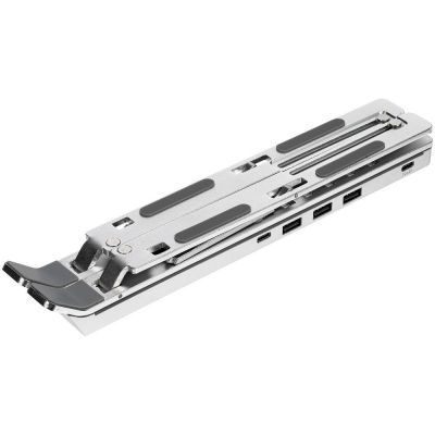 Подставка для ноутбука с USB-хабом Scaffold Hub, серебристый металлик-4