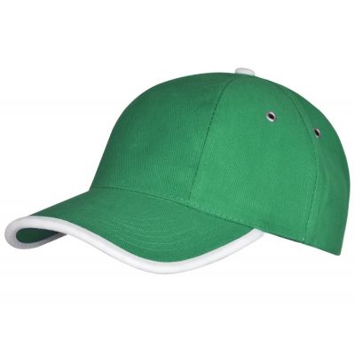 Бейсболка Unit Trendy, зеленая с белым-0