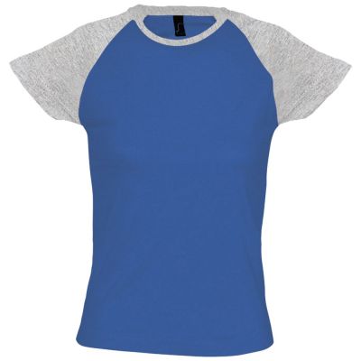 Футболка женская Milky 150, ярко-синяя с серым меланжем-0
