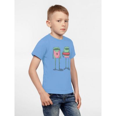 Футболка детская «Лягушата на пляже», голубая-1