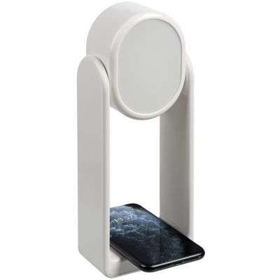 Настольная лампа с зеркалом и беспроводной зарядкой Tyro, белая-0
