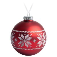 Елочный шар «Скандинавский узор», 10 см, красный